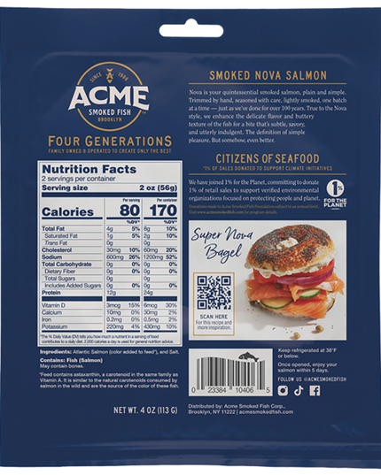 Acme Smoked Fish Nova Smoked Salmon (Small 4oz)