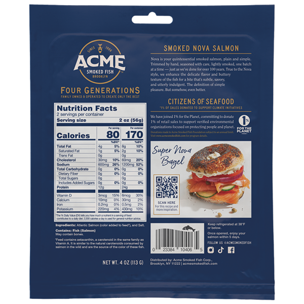 Acme Smoked Fish Nova Smoked Salmon (Large 8oz)