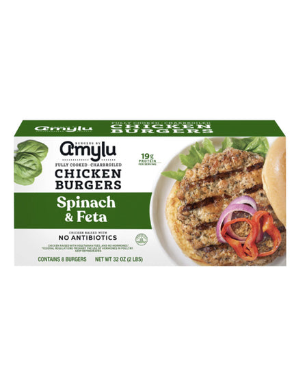 Amylu Foods Spinach and Feta Chicken Burgers (8 ct.)