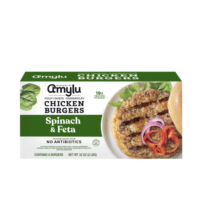 Amylu Foods Spinach and Feta Chicken Burgers (8 ct.)