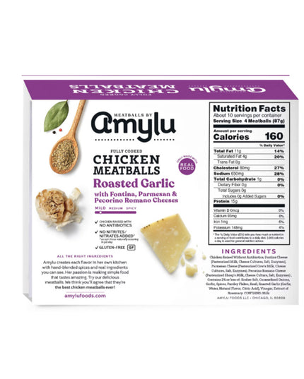 Amylu Foods Roasted Garlic Chicken Meatballs