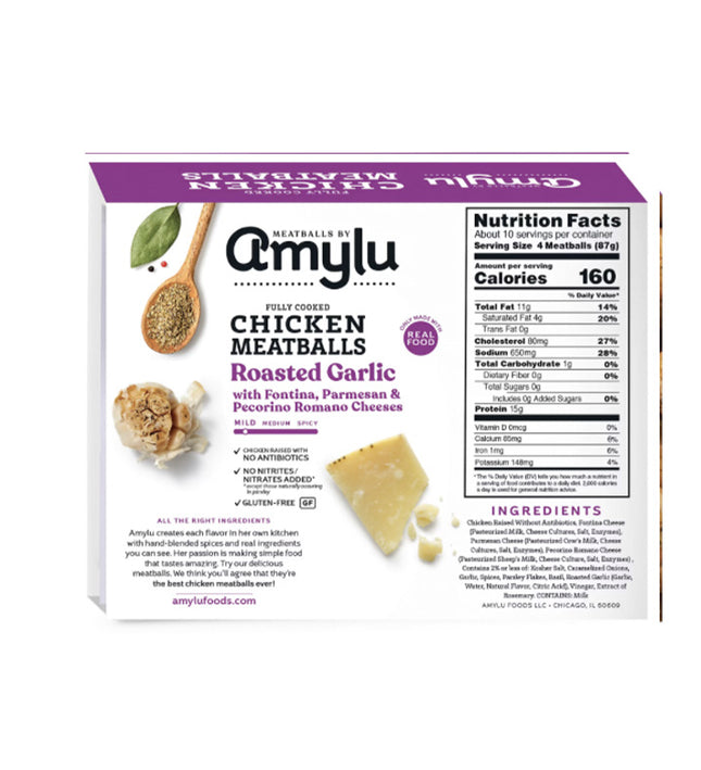 Amylu Foods Roasted Garlic Chicken Meatballs