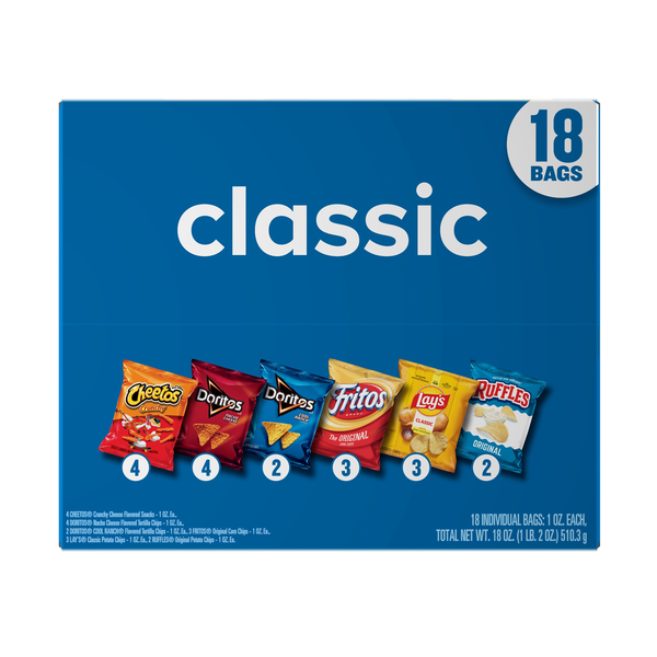 Frito Lay Snacks Classic Mix Variety Pack 18 Ct