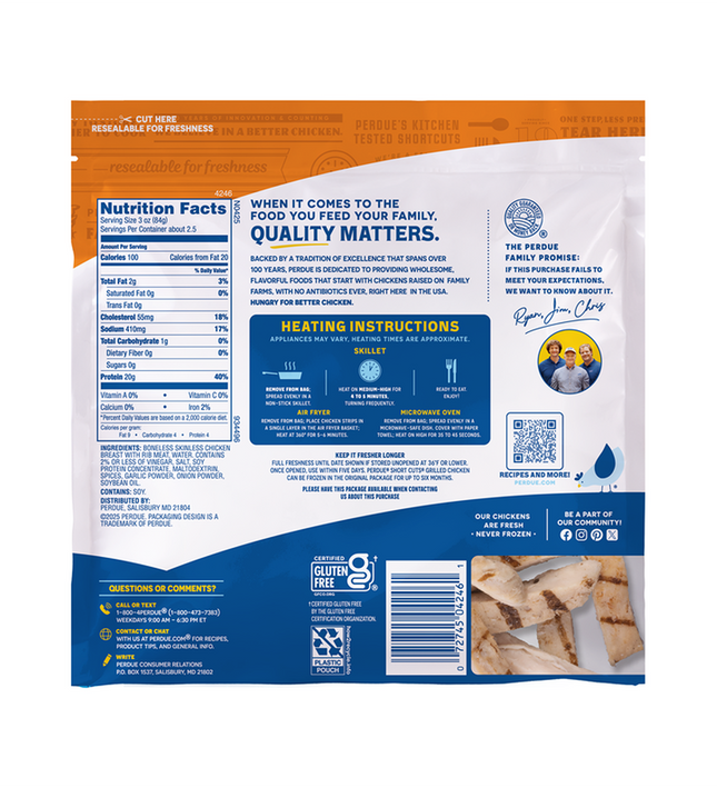 Perdue Chicken Strips, White Meat, Grilled or Fajita